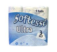Softesse 3 Ply Ultra Toilet Roll (Pack of 9) in White Softesse White