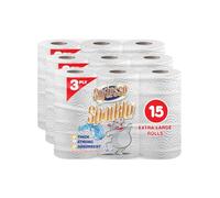 Softesse Kitchen Roll, 15 Softesse Sparkle Paper Towels, Extra Long Paper Hand Towels, 27,5 cm Kİtchen Towel, 3Ply Paper Towels Kitchen Rolls Bulk Buy for Your Cleaning Needs, Super Absorbent Sheets