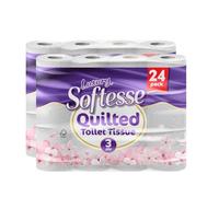 Softesse Toilet Paper 24 Rolls, 3 Ply Toilet Rolls, Luxuriously Soft, Gentle and Hypoallergenic Sustainable Toilet Rolls - Quilted Toilet Roll for Your Family - Dermatologically Tested (6x4 Pack)
