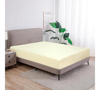 Softex Royal - Classic Fitted Sheet - 100% Cotton Jersey Fitted Sheet in Many Colours and Sizes - Brand Quality, Beige, 200 x 200 cm - 200 x 220 + 40 cm 100% Combed Cotton