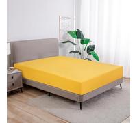 Softex Royal - Classic Fitted Sheet - 100% Cotton Jersey Fitted Sheet in Many Colours and Sizes - Brand Quality, Yellow, 140 x 200 cm - 160 x 200 + 27 cm 100% Combed Cotton