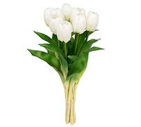 Softflame Artificial/Fake/Faux Flowers - Tulip White 8PCS for Wedding, Home, Party, Restaurant