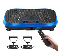 SoftGym Vibration Plate Exercise Machine for Lymphatic Drainage,Power Vibrate Stand Shake Board 450 Lbs Capacity Whole Body Workout Waver with Resistance Bands Weight Loss Gifts for Women Men-Blue