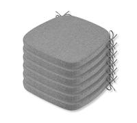 SOFTILLO Comfortable Chair Cushion With Ties - 42x40x5cm - Indoors/Outdoors Seat Pads Cushion Pad - For Dining, Living Room, Garden, Patio, Office Chairs - Thick Portugal Fabric - (Grey, Pack of 6)