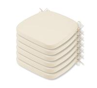 SOFTILLO Comfortable Chair Cushion With Ties - 42x40x5cm - Indoors/Outdoors Seat Pads Cushion Pad - For Dining, Living Room, Garden, Patio, Office Chairs - Thick Portugal Fabric - (Cream, Pack of 6)