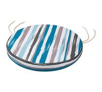 SOFTILLO Round Bistro Circular Chair Cushion with Seat Ties - 40cm | Indoor and Outdoor Furniture Seating | Water-Resistant Polyester |Patio, Kitchen Dining, Lawn & Garden, Coffee Shop Use | Stripes