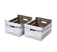 SOFTILLO Set of 2 Cardboard Storage Crates with Handles - Decorative Foldable Boxes for Home Office, Living Room, Bedroom, Wardrobe - Flat-Packed - Small - 28x21x15.5cm - White