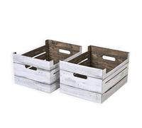 SOFTILLO Set of 2 Cardboard Storage Crates with Handles - Decorative Foldable Boxes for Home Office, Living Room, Bedroom, Wardrobe - Flat-Packed - Large - 33x25.5x18.5cm - White