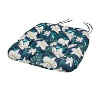 SOFTILLO Waterproof Chair Cushion With Ties - 46x48x8cm - Indoors/Outdoors Seat Pads Cushion Pad - Water Resistant Material, Foam - For Garden Kitchen Dining Living Room Patio - Tropical Flowers