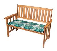 SOFTILLO Waterproof Garden Bench Outdoor Pad - 108x45x4cm - Patio Furniture 2 Seater Cushion - Water Resistant Material - Chaise Swing Chair Cushion - Indoors Seat Pads - Palm Leaves