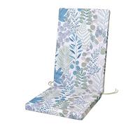 SOFTILLO Waterproof High Back Chair Cushion With Ties - 120x45x4cm - Indoors/Outdoors Patio Seat Pad Cushion For Garden Chairs, Loungers, Recliner, Relaxer - Water-Resistant Material - Leafy Sprigs