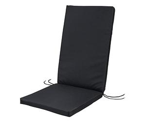 SOFTILLO Waterproof High Back Chair Cushion With Ties 120x45x4cm | Indoors/Outdoors Patio Seat Pad Cushion For Garden Chairs, Loungers, Recliner, Relaxer | Water-Resistant Material |Black