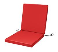 SOFTILLO Waterproof Low Back Chair Cushion With Ties 100x45x4cm | Indoors/Outdoors Patio Seat Pad Cushion For Garden Chairs, Loungers, Recliner, Relaxer | Water-Resistant Material |Red