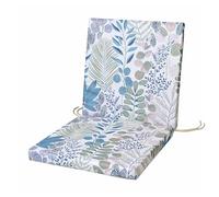 SOFTILLO Waterproof Low Back Chair Cushion With Ties - 100x45x4cm - Indoors/Outdoors Patio Seat Pad Cushion For Garden Chairs, Loungers, Recliner, Relaxer - Water-Resistant Material - Leafy Sprigs
