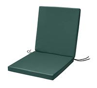 SOFTILLO Waterproof Low Back Chair Cushion With Ties 100x45x4cm | Indoors/Outdoors Patio Seat Pad Cushion For Garden Chairs, Loungers, Recliner, Relaxer | Water-Resistant Material |Dark Green