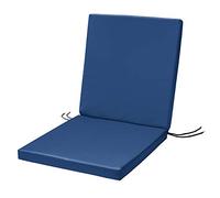 SOFTILLO Waterproof Low Back Chair Cushion With Ties 100x45x4cm | Indoors/Outdoors Patio Seat Pad Cushion For Garden Chairs, Loungers, Recliner, Relaxer | Water-Resistant Material |Dark Blue