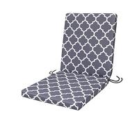 SOFTILLO Waterproof Low Back Chair Cushion With Ties 100x45x4cm | Indoors/Outdoors Patio Seat Pad Cushion For Garden Chairs, Loungers, Recliner, Relaxer | Water-Resistant Material |Marocco Graphite