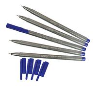 SOFTLINE Fineliner Pens, 0.3mm Fine Point, Sketch Write Draw, Note Design Art Project Pens (5 x BLUE Fineliner Pens + iZOFAX Ball BLACK Pen)