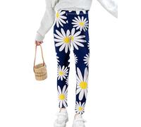 SOFTMILK Girls Leggings Daisy Prints Casual Tights Pants Soft Stretch Leggings for Kid Teens Yoga Running Dance Active (UK, Age, 10 Years, 11 Years, Slim, Daisy)