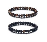 Softones 6MM Lava Rock Aromatherapy Anxiety Essential Oil Diffuser Beads Bracelet for Women Men,Friendship Couples Gifts Natural Stone Bracelets, Natural Stone,Stone, Lava Stone
