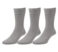 Softop Men's Extra Wide Non-Elastic Cotton Socks (HJ191) in Mid Grey (3 Pair Pack) in 11-13 UK