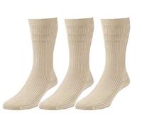 Softop Men's Extra Wide Non-Elastic Cotton Socks (HJ191) in Oatmeal (3 Pair Pack) in 6-11 UK