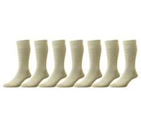 Softop Men's Extra Wide Non-Elastic Wool Socks (HJ190) in Oatmeal (7 Pair Pack) in 11-13 UK