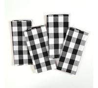 Softopia Cotton 4 Pack Gingham Buffalo Check Kitchen Dish Towels 100% Cotton 16x26 Inches - Super Absorbent Quick Drying Hand Tea Towels, Restaurant Cleaning Towels with Hanging Loop, Black White