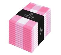 Softopia Cotton Buffalo Check 12 Pack Kitchen Towels, 16"x26", Plaid Dish Towels, 100% Cotton, Absorbent, Washable, Everyday Kitchen Essentials, Soft Cloths for Cleaning, Drying Hands, Pink White