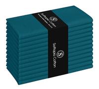 Softopia Cotton Set of 12 Cloth Dinner Napkins 100% Cotton 17x17 Ultra Soft Comfortable Absorbent Restaurant Hotel Quality Everyday Use Durable Washable Cloth Napkins Teal Green