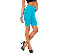 SOFTSAIL 1/2 Length Cotton Leggings Over-Knee Comfy Shorts Breathable Sport Gym Cycling Elastic Pants LK Turquoise 10