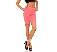 SOFTSAIL 1/2 Length Cotton Leggings Over-Knee Comfy Shorts Breathable Sport Gym Cycling Elastic Pants LK Coral 10