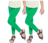SOFTSAIL Girls Full Lenght Cotton Leggings for Kids I Children Plain Cotton Leggings for School Dance Play Casual Wear I Stretchy Elastic Solid Soft Pants for Kids, Set of 2-2-13 Years