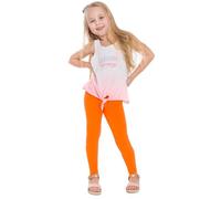 SOFTSAIL Girls Full Lenght Cotton Leggings for Kids I Children Plain Cotton Leggings for School Dance Play Casual Wear I Stretchy Elastic Solid Soft Pants for Kids, 2-13 Years Orange