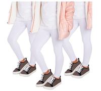 SOFTSAIL Girls Full Lenght Cotton Leggings for Kids I Children Plain Cotton Leggings for School Dance Play Casual Wear I Stretchy Elastic Solid Soft Pants for Kids, Set of 3-2-13 Years