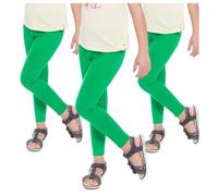 SOFTSAIL Girls Full Lenght Cotton Leggings for Kids I Children Plain Cotton Leggings for School Dance Play Casual Wear I Stretchy Elastic Solid Soft Pants for Kids, Set of 3-2-13 Years