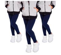 SOFTSAIL Girls Full Lenght Cotton Leggings for Kids I Children Plain Cotton Leggings for School Dance Play Casual Wear I Stretchy Elastic Solid Soft Pants for Kids, Set of 3-2-13 Years