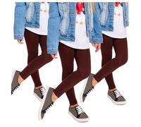 SOFTSAIL Girls Full Lenght Cotton Leggings for Kids I Children Plain Cotton Leggings for School Dance Play Casual Wear I Stretchy Elastic Solid Soft Pants for Kids, Set of 3-2-13 Years