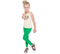 SOFTSAIL Girls Full Lenght Cotton Leggings for Kids I Children Plain Cotton Leggings for School Dance Play Casual Wear I Stretchy Elastic Solid Soft Pants for Kids, 2-13 Years Green