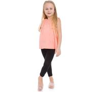 SOFTSAIL Girls Full Lenght Cotton Leggings for Kids I Children Plain Cotton Leggings for School Dance Play Casual Wear I Stretchy Elastic Solid Soft Pants for Kids, 2-13 Years Black
