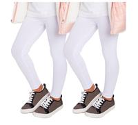 SOFTSAIL Girls Full Lenght Cotton Leggings for Kids I Children Plain Cotton Leggings for School Dance Play Casual Wear I Stretchy Elastic Solid Soft Pants for Kids, Set of 2-2-13 Years