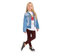 SOFTSAIL Girls Full Lenght Leggings, Casual Girls Pants Cotton Solid Leggings Childrens Stretchy Ultra Soft Plain Pants for Kids Girls School Play Child Brown