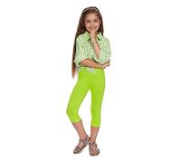 SOFTSAIL Girls Leggings 3/4 Capri Shorts Cotton Sport Dancing Gymnastic Breathable Comfy Stretchable Lime 104 cm