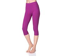 SOFTSAIL Leggings for Women 3/4 Length Capri Cotton High-Waisted Cropped with Tummy Control Yoga Pants for Women Ladies Leggings for Sports Workout Gym Activewear, Amarant 16