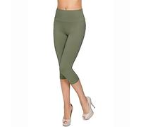 SOFTSAIL Leggings for Women 3/4 Length Capri Cotton High-Waisted Cropped with Tummy Control Yoga Pants for Women Ladies Leggings for Sports Workout Gym Activewear, Khaki 12