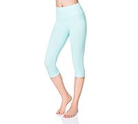 SOFTSAIL Leggings for Women 3/4 Length Capri Cotton High-Waisted Cropped with Tummy Control Yoga Pants for Women Ladies Leggings for Sports Workout Gym Activewear, Mint 20