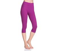SOFTSAIL Leggings for Women 3/4 Length Cotton Pants Capri Leggings Active Pants Tummy Control Buttery Soft Casual Sports Workout Gym Running Yoga Amaranth Size 8