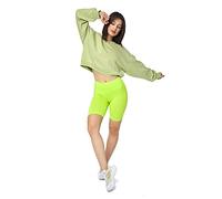SOFTSAIL Leggings for Women Biker Shorts Cotton High Waist Tummy Control Slimming Breathable Elastic Ladies Stretching Gym Workout Yoga Pants Lime 14