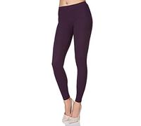 SOFTSAIL Leggings for Women Classic Women's Leggings from Cotton Yoga Pants Elastic Trousers Mid Waist Long Ladies Leggings Walking Sport Fashion Plum L
