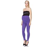 SOFTSAIL Maternity Leggings Pregnancy Pants Cotton Trousers With Belly Support Over Bump High Waisted Stretchy Soft Women Maternity Clothes Pregnancy Wear, Violet 12